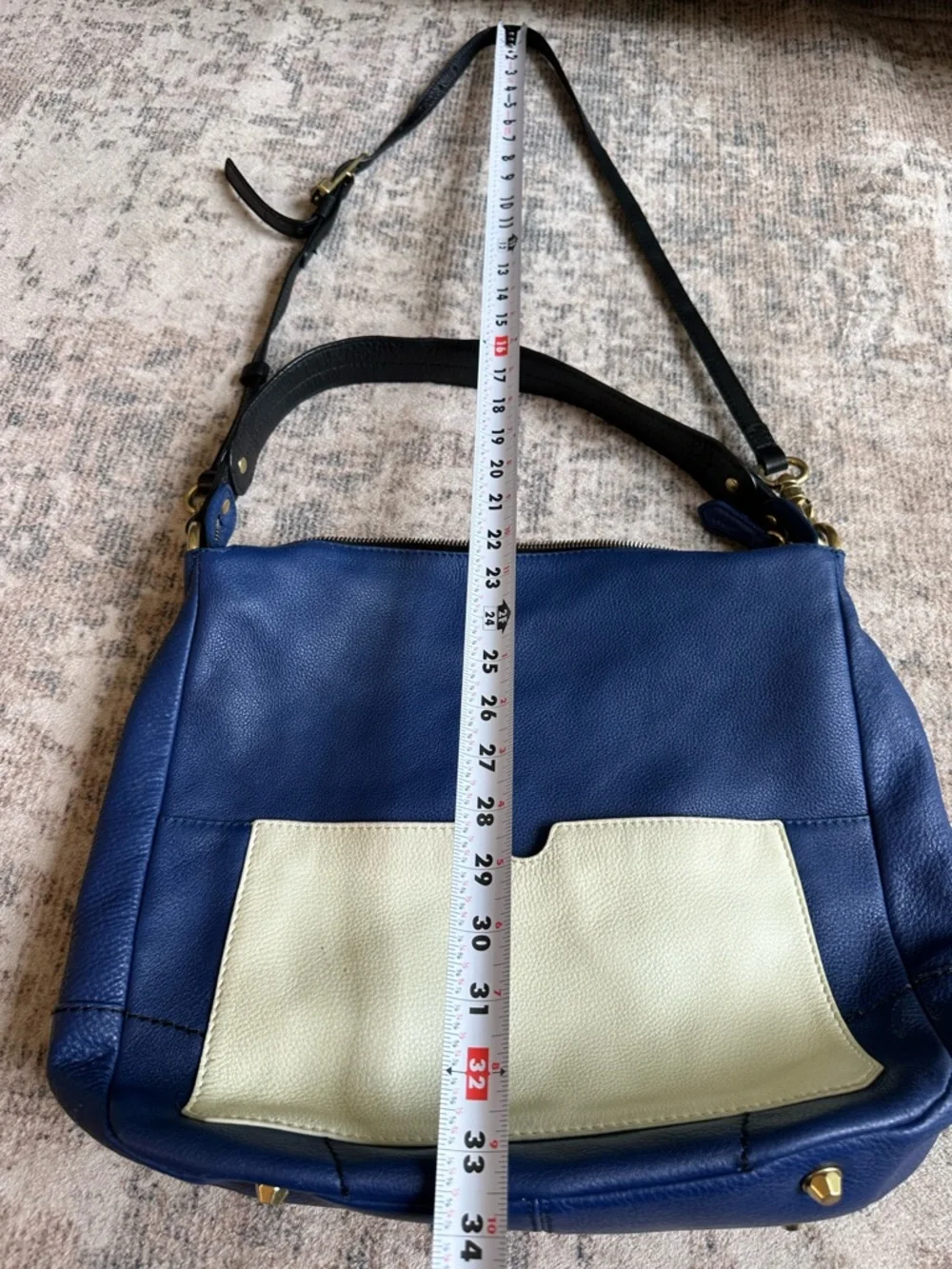 orYANY Royal Blue Pebbled Leather Slouchy Hobo Bag Crossbody